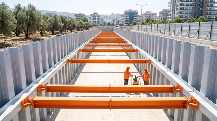 Balıkesir Palplanş: kanal hattında palplanş iksa